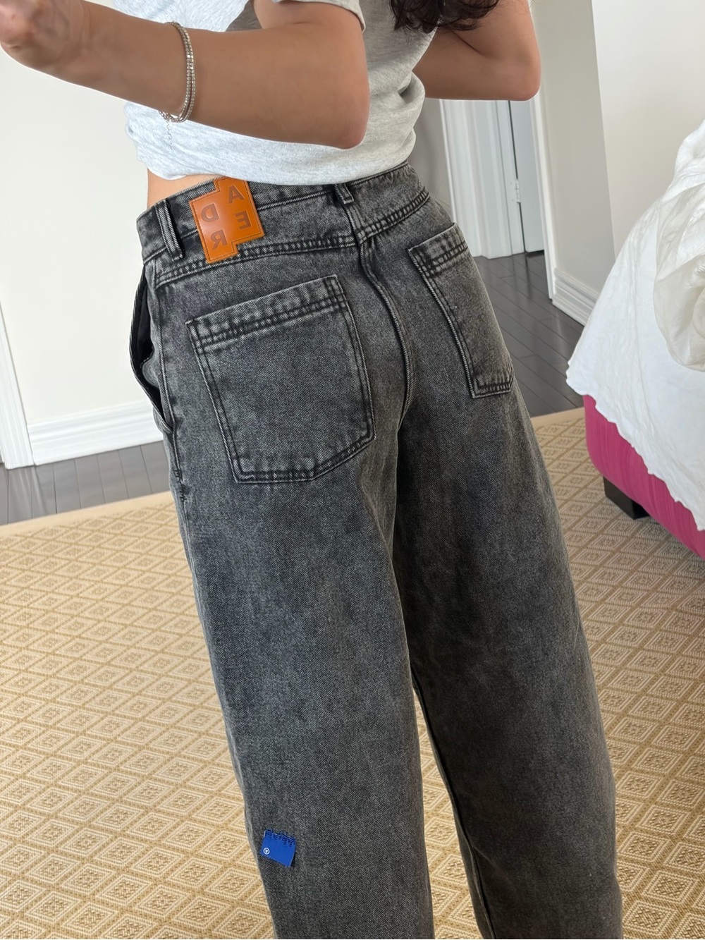 Ader Error mid-rise Washed Gray Wide-Leg Jeans